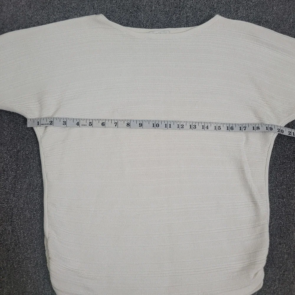 White House Black Market XS Dolman Sweater Ivory Ribbed Side Snap Boatneck